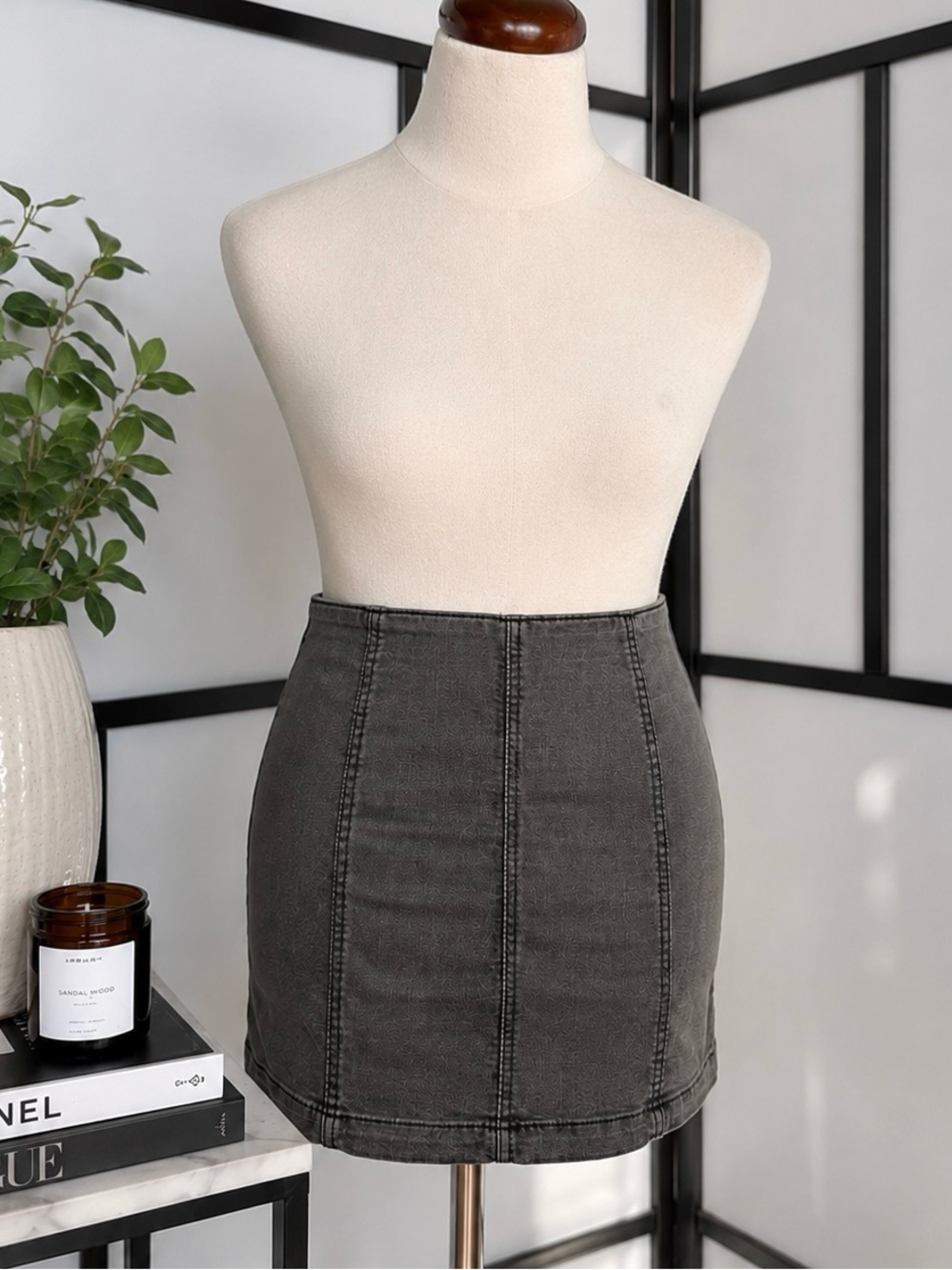 Free People Washed Charcoal Fitted Mini Skirt | Size 4